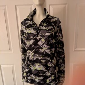 Fila Geometric Jacket in Black and Green